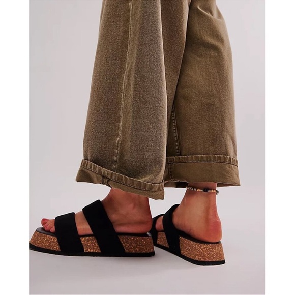 FREE PEOPLE NIB Fairmount Flared Sandals Black US 7.5 / EU 38. Boho Beachy Comfy - Picture 5 of 15